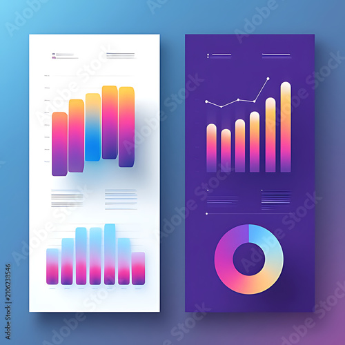 Bar Chart And Pie Chart Vector Design With Data Visualization Elements