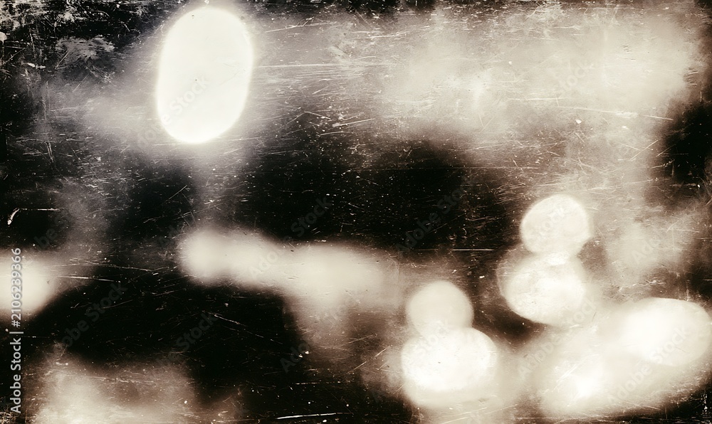 Naklejka premium Old film texture with scratches, noise and light leaks. Realistic transparent overlay film texture in black-white, dust and grain. Distressed retro movie or photo negative effect of cinema nostalgia