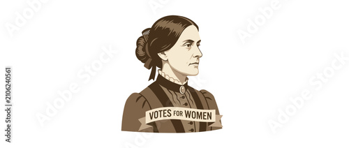 Vintage Woman Portrait with "Votes for Women" Banner