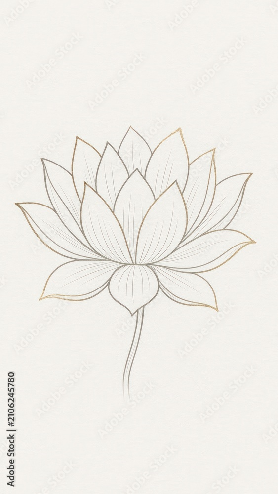 Fototapeta premium Elegant lotus line art mobile wallpaper