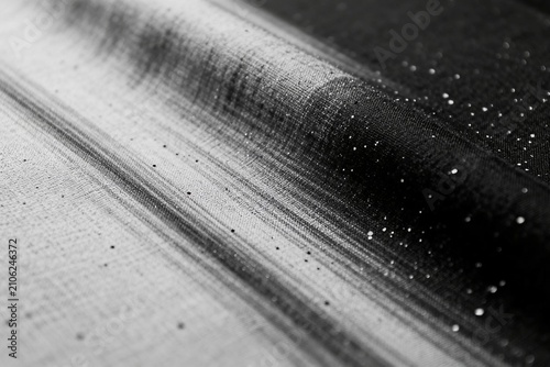 Black and White Textured Fabric with Water Droplets