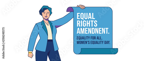 Woman holds document promoting equal rights and equality