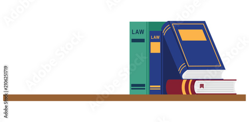 Foto Stack of books on a wooden shelf