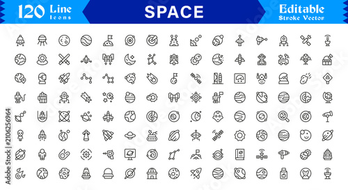 Принти на полотні Modern Space Exploration Line Icon Set, Minimal, Clean, and Professionally Desig