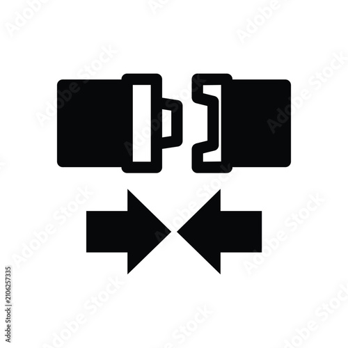 seat belt with two arrows solid icon vector design good for web or mobile app