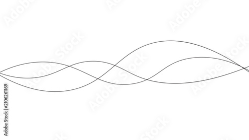 Abstract flowing thin black lines forming wave shapes on a plain surface