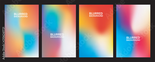 Set of four abstract vertical gradient backgrounds with soft colorful blurred texture for modern mobile phone wallpaper