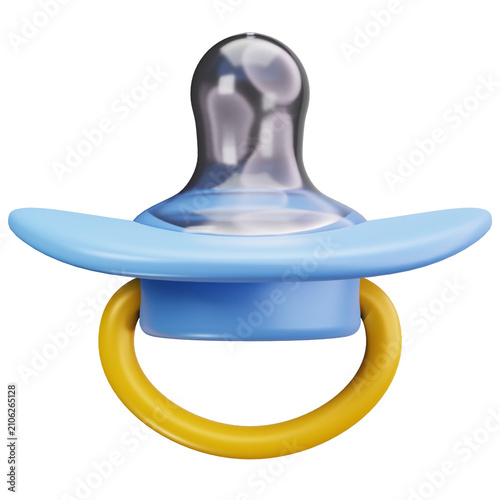 Blue Silicone Baby Soother Pacifier 3D Illustrations