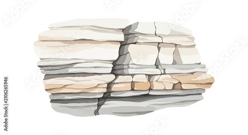 Layered sedimentary rock formation with textured stone surface
