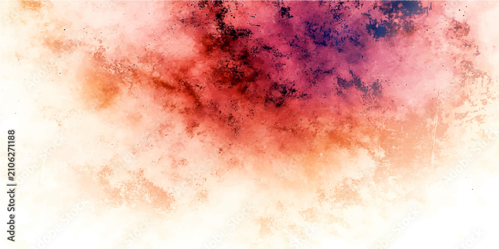 Obraz premium Abstract watercolor stain with red and purple hues on white background with soft texture