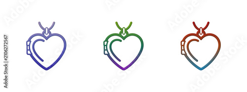 Bild auf Leinwand Three colorful heart locket necklace icons