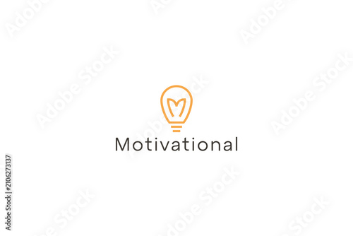 Letter M creative bulb line art technological motivation logo