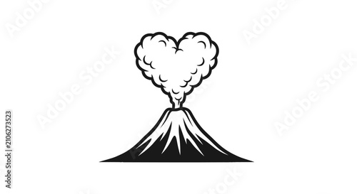 Obraz na płótnie Volcano erupting heart shaped smoke cloud