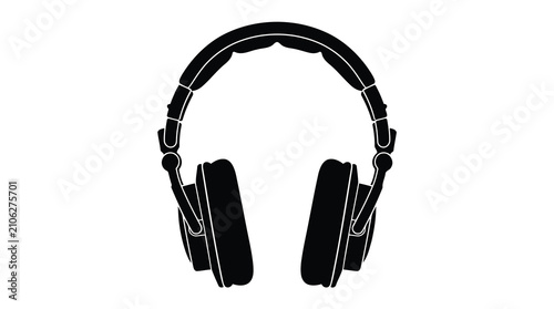 Black headphones on white background