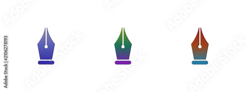 Three colorful fountain pen nib icons for design work