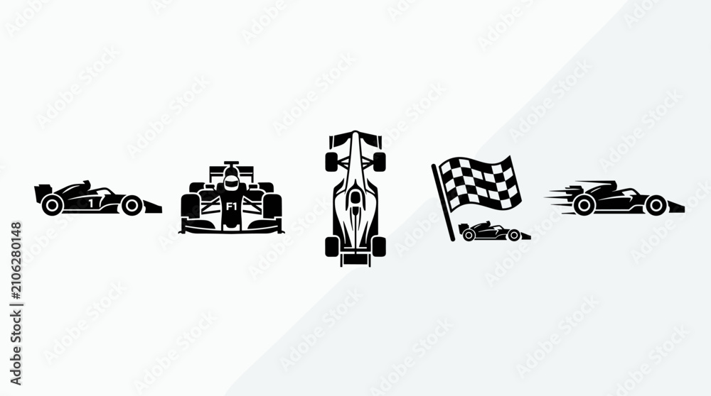 Obraz premium Set of Formula One Racing Car Icons