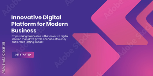 Modern Purple Gradient Business Landing Page Hero Banner with Abstract Geometric Shapes