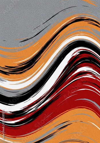 Crimson Tide, Orange Horizon: Abstract Brushstroke Symphony
