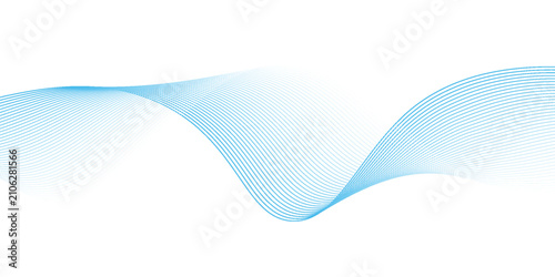 Schilderij op canvas Abstract vector background with blue wavy lines
