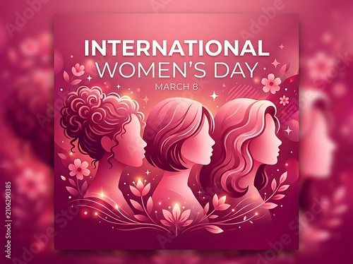 Beautiful illustration of women profiles with flowers for international womens day celebration event