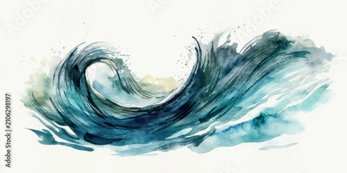 Fotografía Blue Water Splash Abstract Liquid Wave with Clear Droplets and Bubbles Isolated