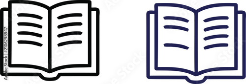 Fotografía Two identical minimalist open book icons arranged side by side featuring thick b