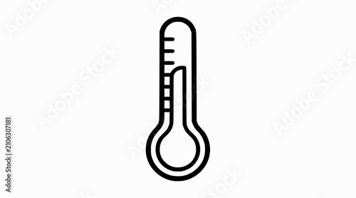 Thermometer Outline Icon - Temperature Measurement Symbol, Weather Tool