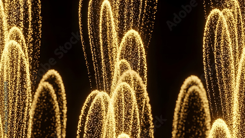 Golden Glittering Particles Swirling in Abstract Motion Background