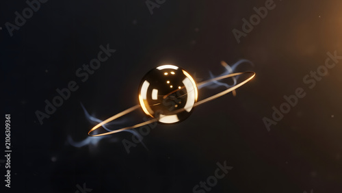 Golden Sphere with Ring and Smoke
