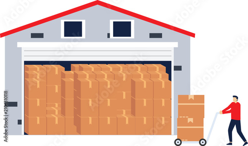 Warehouse Inventory Management Flat Vector Illustration