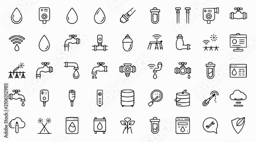 Smart Farming Icons: Agriculture, Irrigation, Technology, Water Management