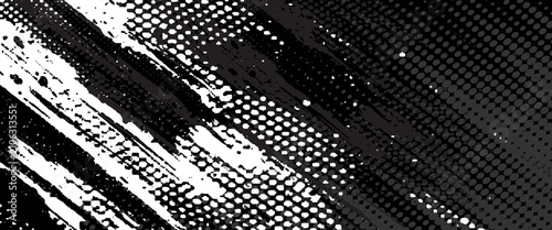 Konstfotografi Dots halftone white and blue color pattern gradient grunge texture background