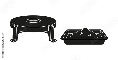 Fotografie Pet comfort station featuring a litter box and a cozy elevated resting perch for