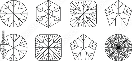 Canvastavla Set of Geometric Tree Crown Outlines and Top View Landscape Plan Vectors