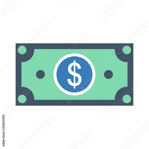 Green dollar bill icon with us symbol isolated