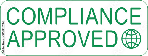 Compliance approved green text label icon