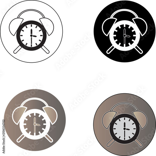 Alarm Clock Icon in Brown Circle – Modern Flat Line Time Management, Wake Up and Schedule Symbol