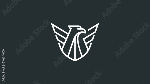 Geometric eagle shield logo on dark background
