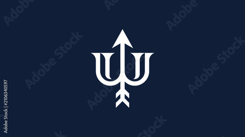 Trident spear arrow icon for nautical branding.