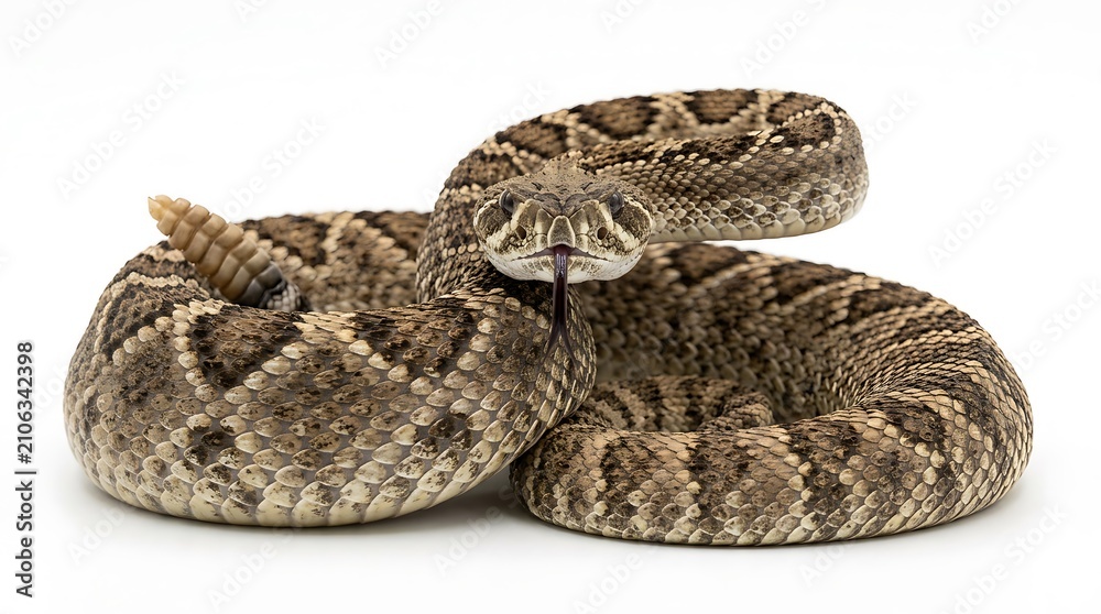 Obraz premium Crotalus atrox western diamondback rattlesnake isolated on white background