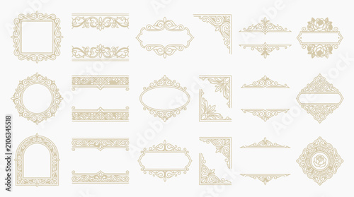 Elegant Vintage Ornament Frames and Borders Collection, Decorative Flourishes