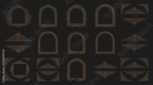 Ornate Decorative Frame Collection: Arches, Banners, Scrolls