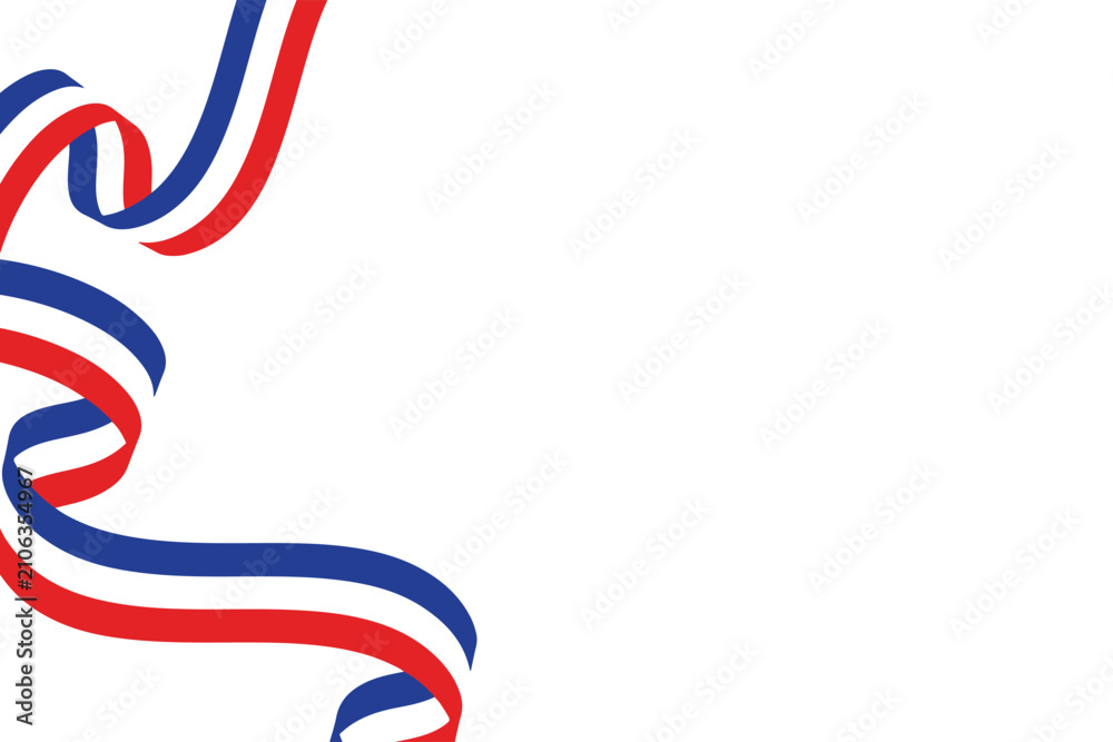 Obraz premium Abstract Red White and Blue Ribbon Border for Independence Day or French Flag Background