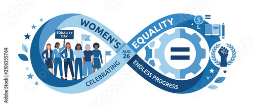 Women's Equality Celebration with Infinity Symbol and Diverse Group