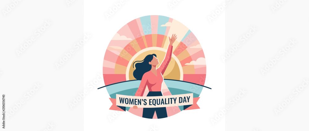 Obraz premium Woman Reaching for Sun, Symbolizing Equality and Progress