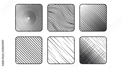 Grunge texture square set with scribble hatch and rough line background pattern vector illustration
Set of rough hand drawn grunge textures in square format including scribble, hatching and irregular 