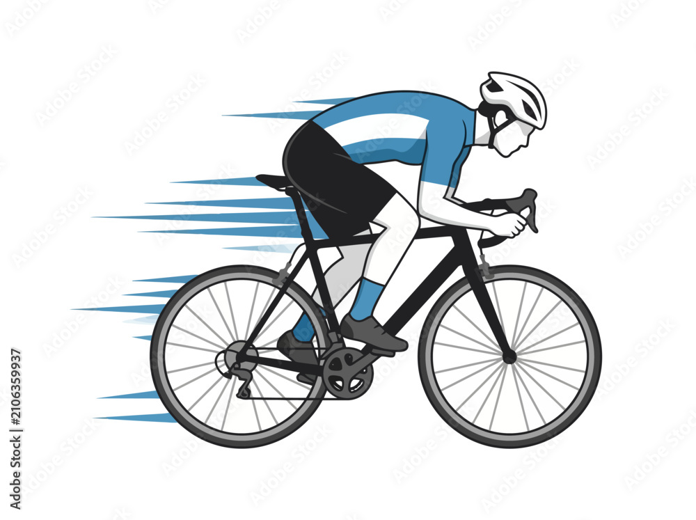 Fototapeta premium A professional cyclist riding a road bike at high speed.