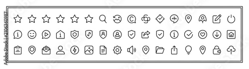 Konstfotografi Clean Line Art Icons Set for Digital Applications