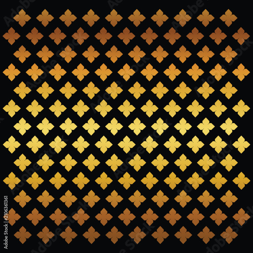 Elegant Thai vintage gold line art background template for design