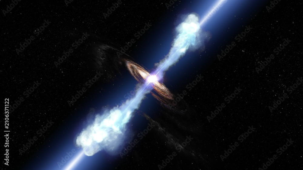 Obraz premium Black Hole Releasing Powerful Gamma-Ray Energy Into Deep Space